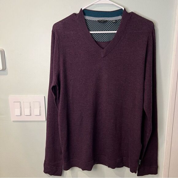 Ted Baker London Noel Slim Fit V-Neck Wool Blend Sweater Size 4/Medium - Picture 1 of 11
